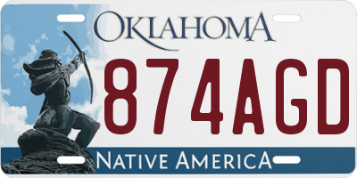 OK license plate 874AGD