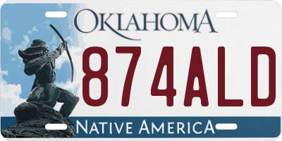 OK license plate 874ALD