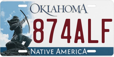 OK license plate 874ALF