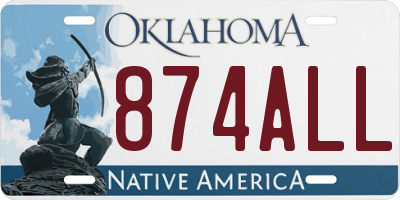 OK license plate 874ALL