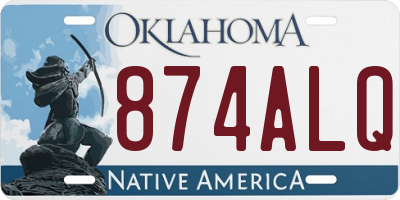 OK license plate 874ALQ