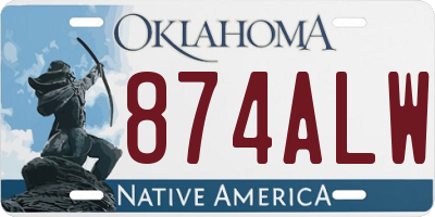 OK license plate 874ALW
