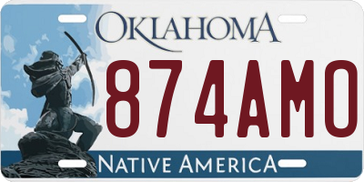 OK license plate 874AMO