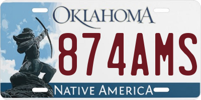 OK license plate 874AMS