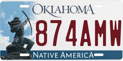 OK license plate 874AMW