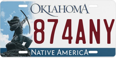 OK license plate 874ANY