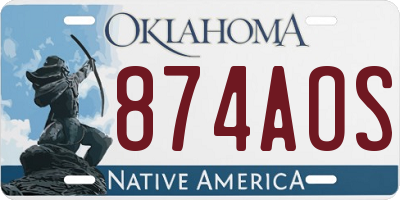 OK license plate 874AOS