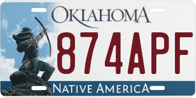 OK license plate 874APF