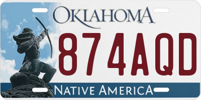 OK license plate 874AQD