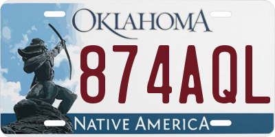 OK license plate 874AQL