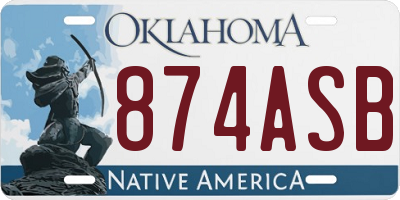 OK license plate 874ASB