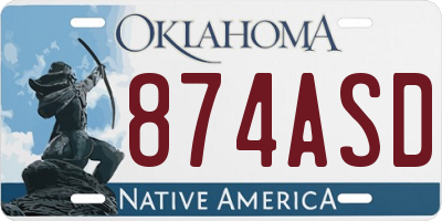 OK license plate 874ASD