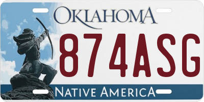 OK license plate 874ASG