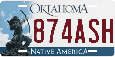 OK license plate 874ASH
