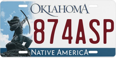 OK license plate 874ASP