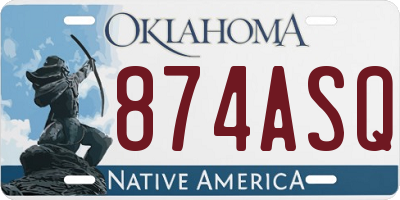 OK license plate 874ASQ