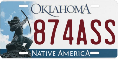 OK license plate 874ASS