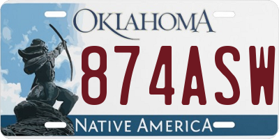 OK license plate 874ASW