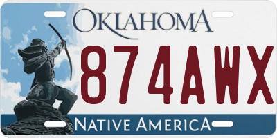 OK license plate 874AWX