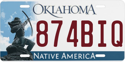 OK license plate 874BIQ