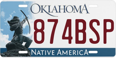 OK license plate 874BSP