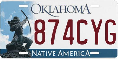 OK license plate 874CYG