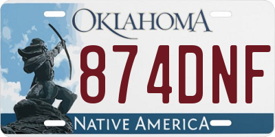 OK license plate 874DNF