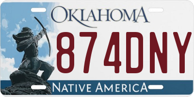 OK license plate 874DNY