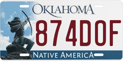 OK license plate 874DOF