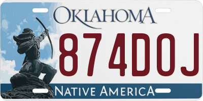 OK license plate 874DOJ