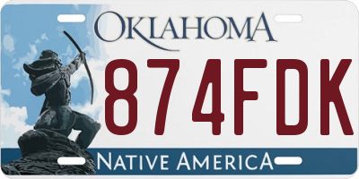 OK license plate 874FDK