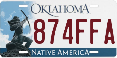OK license plate 874FFA
