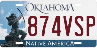 OK license plate 874VSP