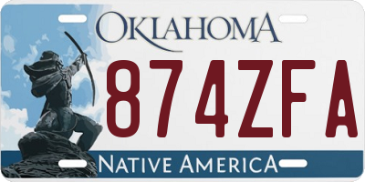 OK license plate 874ZFA