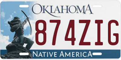 OK license plate 874ZIG