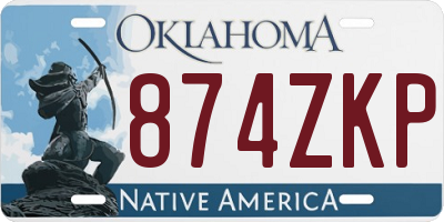 OK license plate 874ZKP