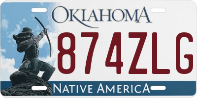 OK license plate 874ZLG