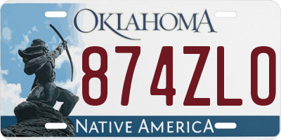OK license plate 874ZLO
