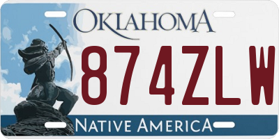OK license plate 874ZLW