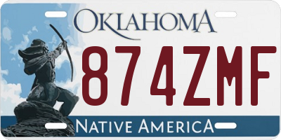 OK license plate 874ZMF