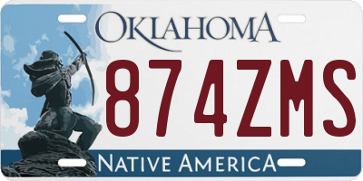 OK license plate 874ZMS