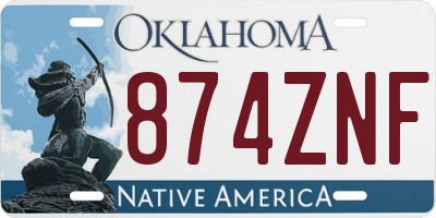 OK license plate 874ZNF