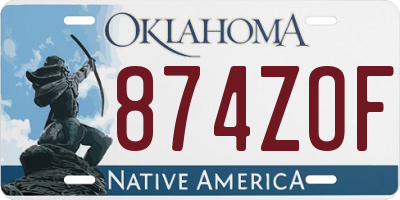 OK license plate 874ZOF