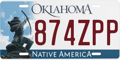 OK license plate 874ZPP