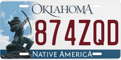 OK license plate 874ZQD