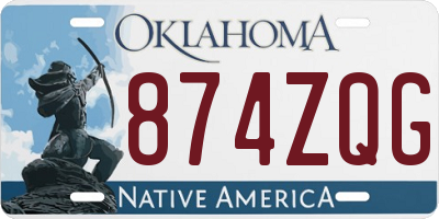 OK license plate 874ZQG