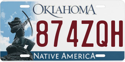 OK license plate 874ZQH