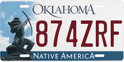 OK license plate 874ZRF