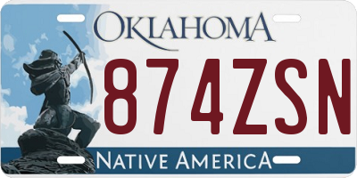 OK license plate 874ZSN