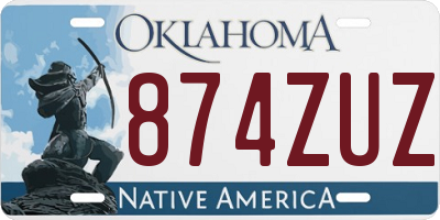 OK license plate 874ZUZ